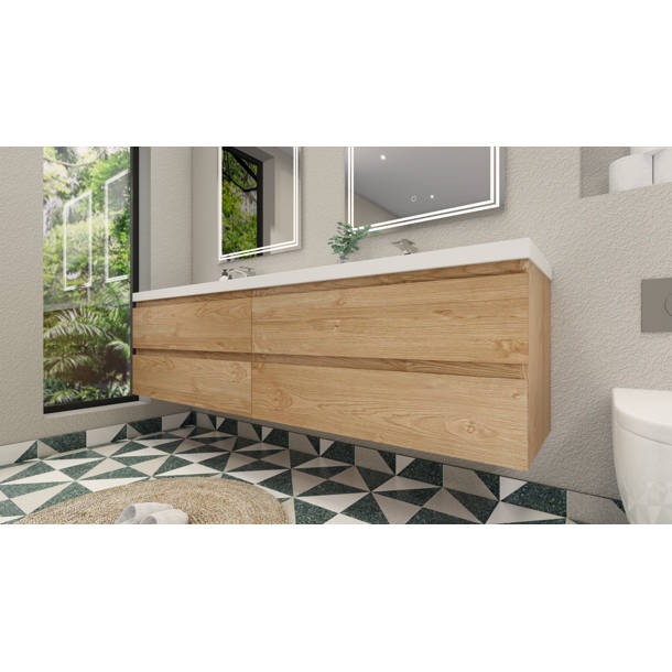 Wade Logan® Azden 84" WallMounted Double Bathroom Vanity Set & Reviews